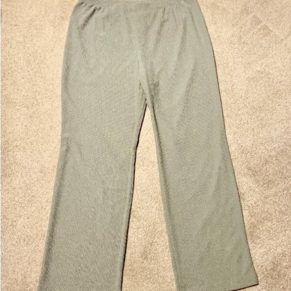 🌴 Chicos NWT Travelers No Tummy Straight Leg Linen type Pants Green Size 2R, 12